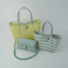 Load image into Gallery viewer, Sea Glass + White Stripe Berry Basket