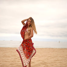 Load image into Gallery viewer, Red &amp; Orange Block Print Sarong