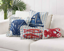 Load image into Gallery viewer, Coastal Sardines Tufted Hook Pillow