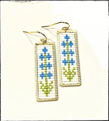 Delphinium Flower Glass Seed Bead Earrings