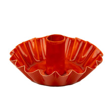 Load image into Gallery viewer, Orange Scalloped Metal Candle Holder