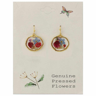Blue & Red Dried Flower Earrings