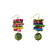 Load image into Gallery viewer, Kantha Stacked Triangle Earrings