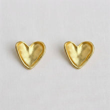 Load image into Gallery viewer, Gold Toned Heart Stud Earrings