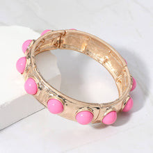 Load image into Gallery viewer, Bead Pearl Embellished Hammered Metal Stretch Bracelet