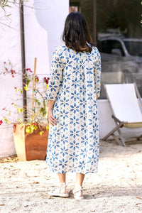 Heather Cotton Dress Blue