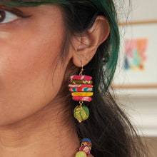 Load image into Gallery viewer, Kantha Stacked Triangle Earrings