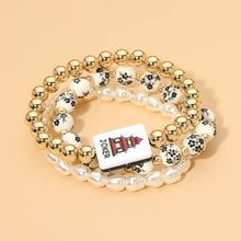 Load image into Gallery viewer, 3PCS - Mahjong Charm Accent Floral Pearl Beaded Stretch Multi Layered Bracelets