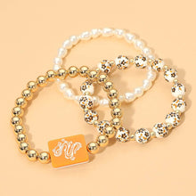 Load image into Gallery viewer, 3PCS - Mahjong Charm Accent Floral Pearl Beaded Stretch Multi Layered Bracelets