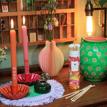 Load image into Gallery viewer, Orange Scalloped Metal Candle Holder