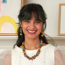 Load image into Gallery viewer, Kantha Stacked Triangle Earrings