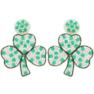 2-Tier Shamrock Beaded Earrings