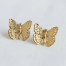 Load image into Gallery viewer, Gold Butterfly Stud Earrings