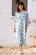 Load image into Gallery viewer, Heather Cotton Dress Blue