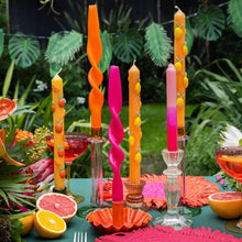 Load image into Gallery viewer, Orange Scalloped Metal Candle Holder