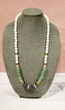 Load image into Gallery viewer, White Wood Bead &amp; Recycled Glass Necklace