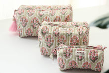Load image into Gallery viewer, Pistachio Quilted Cosmetic Bag