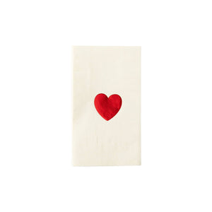 Valentine Red Foil Heart Guest Napkin