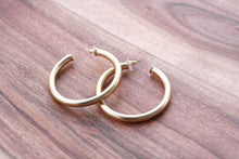 Load image into Gallery viewer, Large Everyday Brushed Gold Hoops