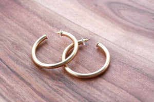 Large Everyday Brushed Gold Hoops