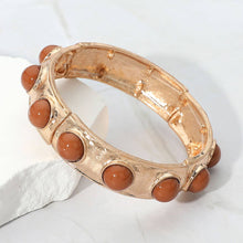 Load image into Gallery viewer, Bead Pearl Embellished Hammered Metal Stretch Bracelet