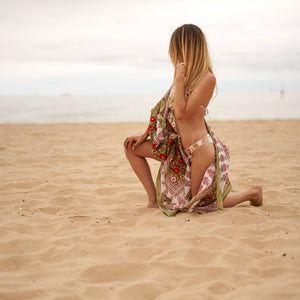 Olive Green Block Print Sarong