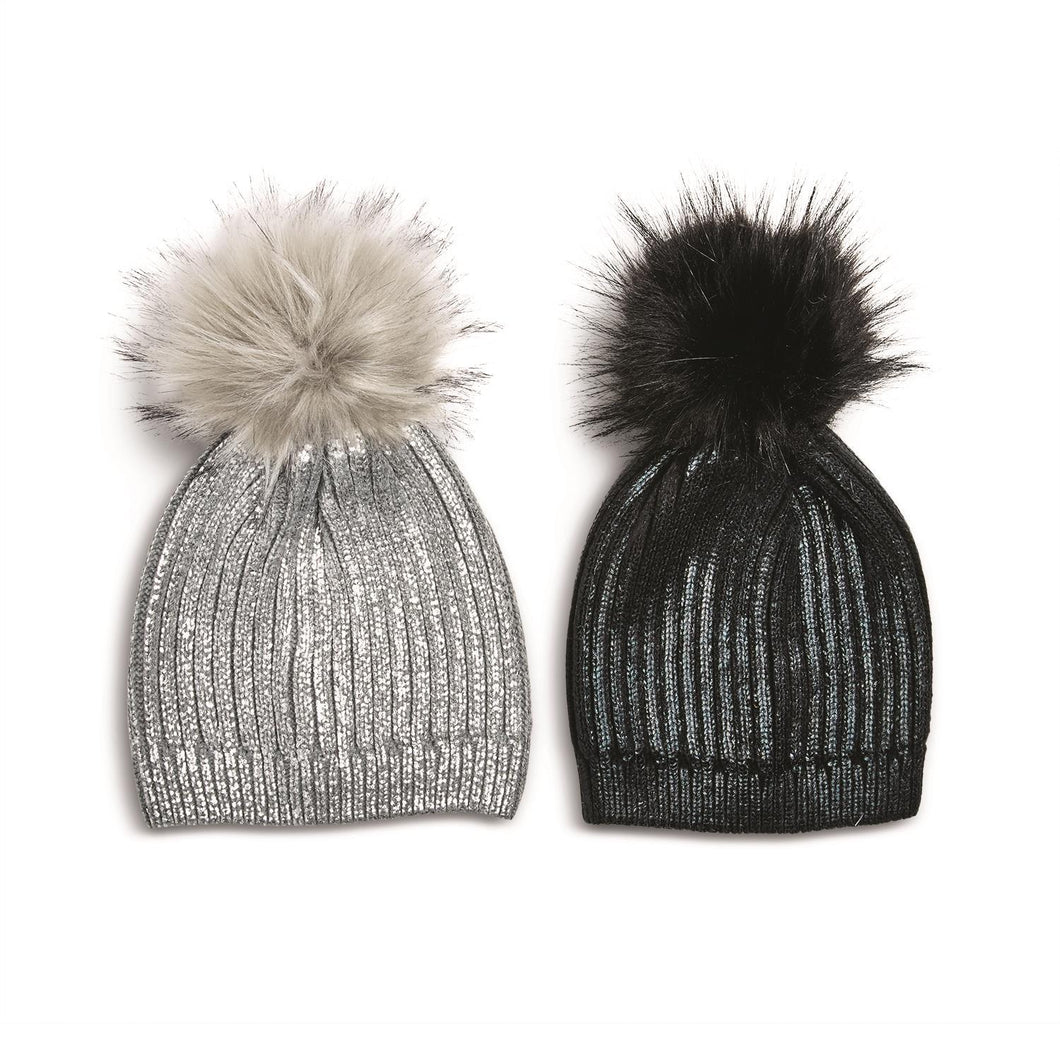 Metallic Pom Pom Hat