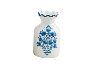 Blue Block Print Bud Vase