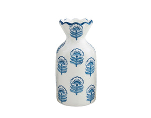 Blue Block Print Bud Vase