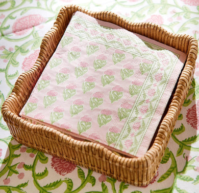 Floral Block Print Paper Napkins