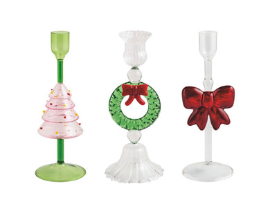 Christmas Glass Taper Holders