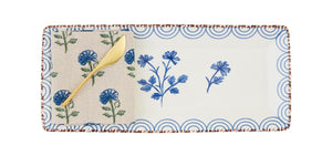 Blue Floral Tray & Towel