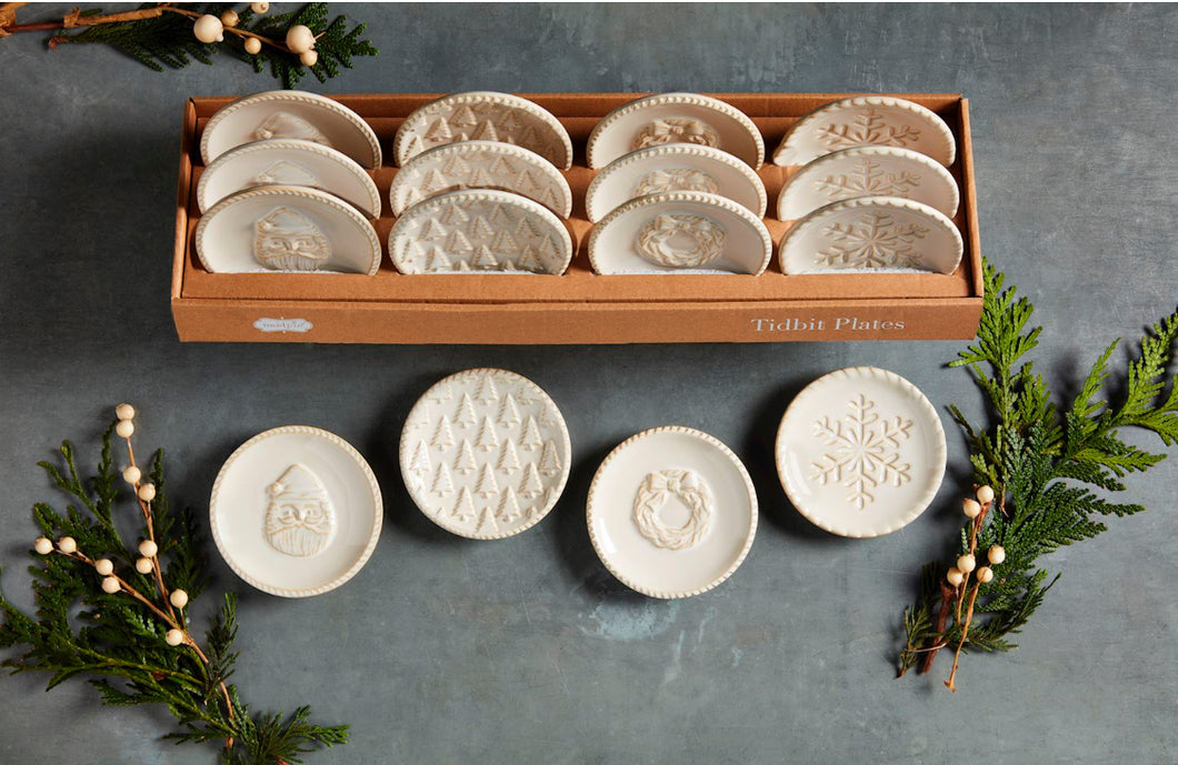 White Christmas Tidbit Plate