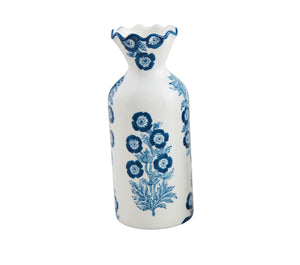 Blue Block Print Bud Vase