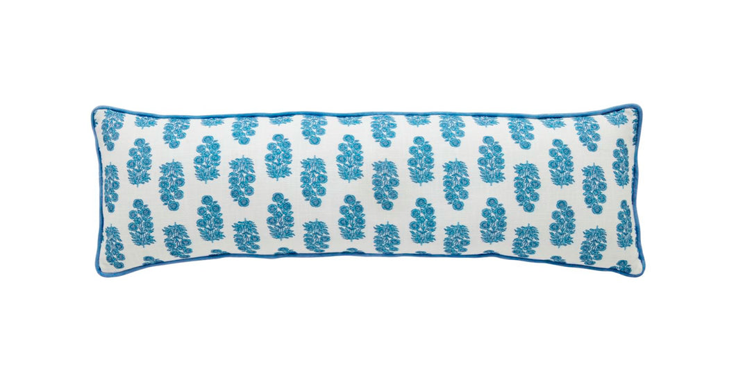 Blue Block Print Long Pillow