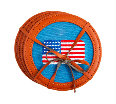 American Flag Embroidered Coasters