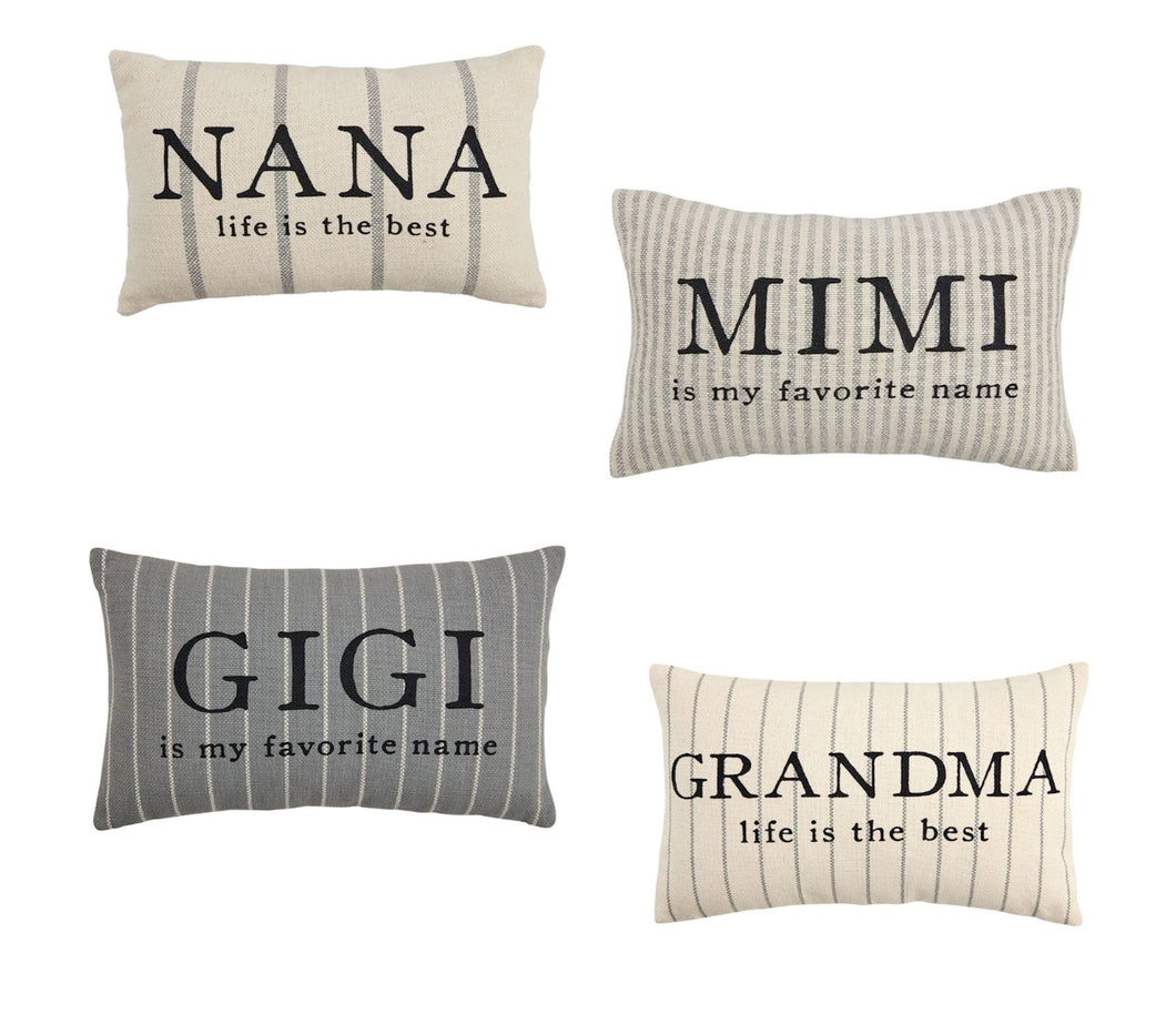 Grandparent Striped Pillow