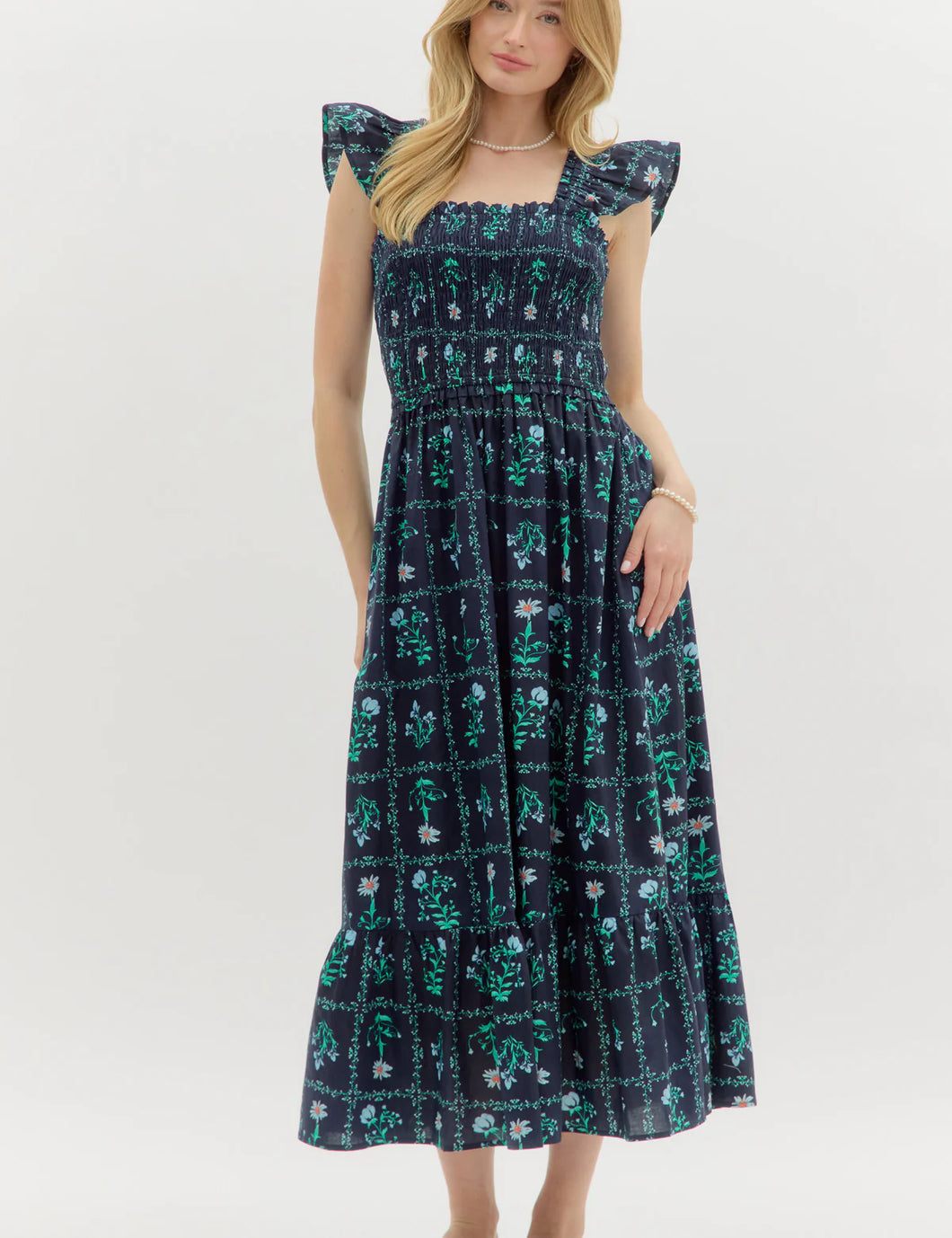 Navy Floral Nap Dress