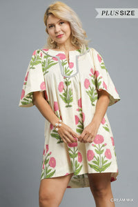 Cream Floral Tunic Dress