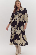 Load image into Gallery viewer, Black Floral Button Midi