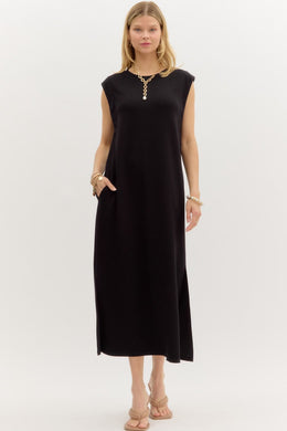 Black Sleeveless Jersey Midi