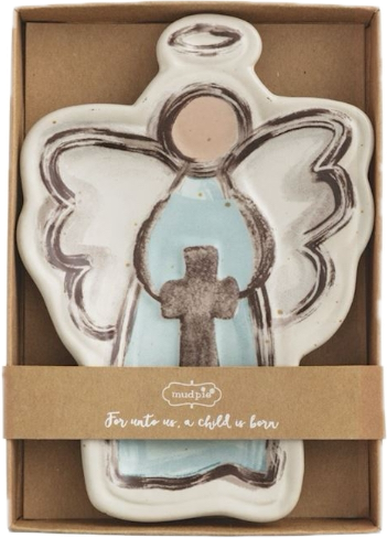 Blue Christmas Angel Tidbit Dish