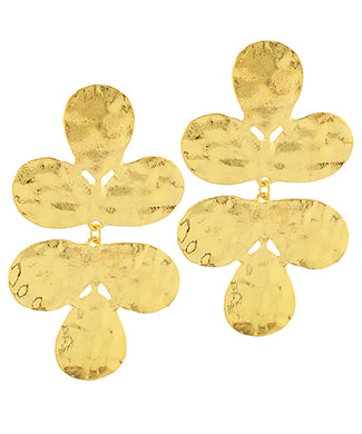 Gold Hammered Petal Earrings