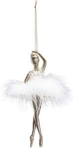 Ballerina Ornament with Feather Skirt