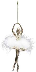 Ballerina Ornament with Feather Skirt