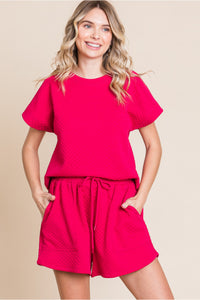 Red Circle Embossed Shorts
