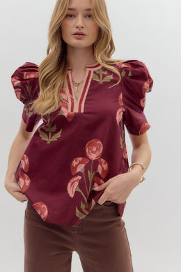 Wine Blossom Blouse