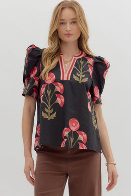 Black Blossom Blouse