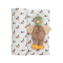 Load image into Gallery viewer, Mallard Swaddle &amp; Rattle Set
