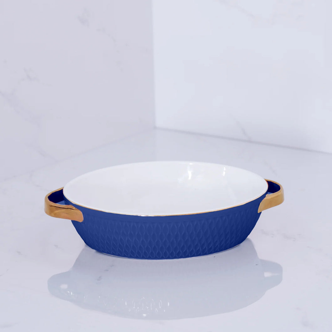 Blue Ceramic Oval Baker